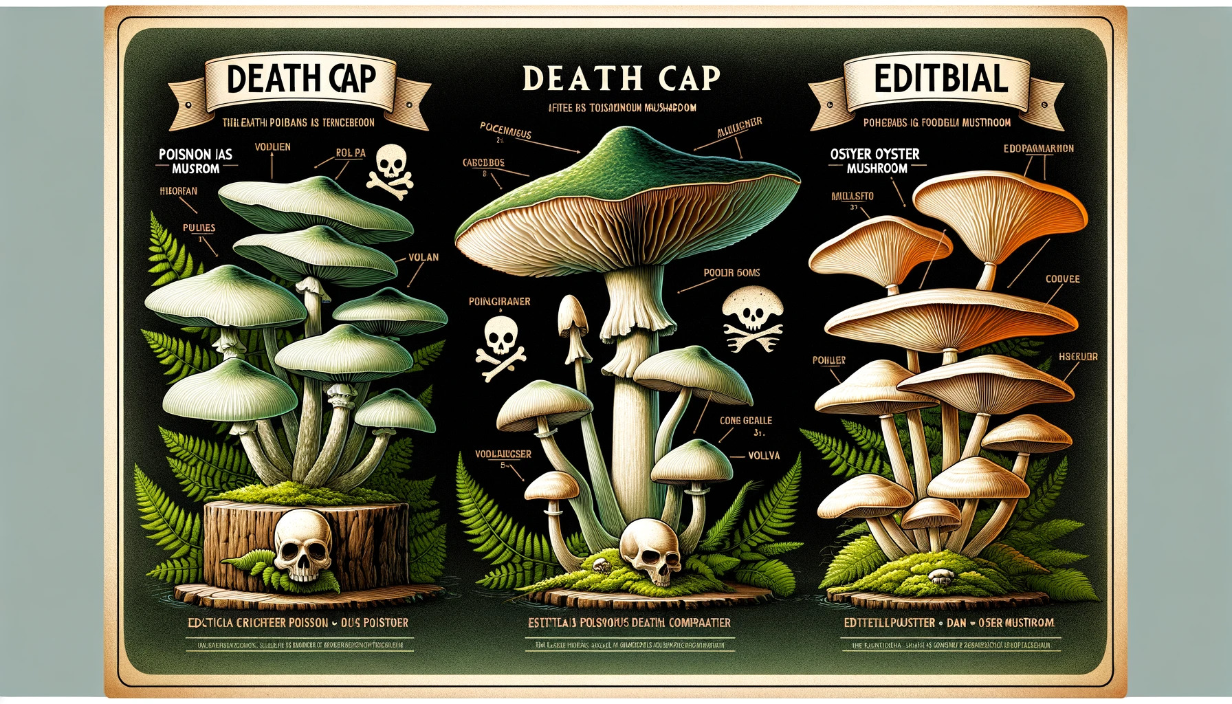 Understanding the Poisonous Death Cap and Edible Oyster Mushroom: A Comprehensive Guide